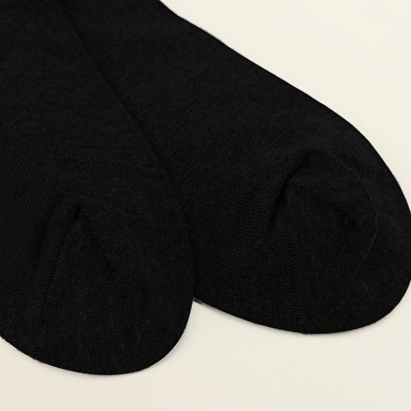 6 Pcs Men's Breathable Cotton Blend Crew Socks Black Sweat-Absorbent Odor-Resistant Comfortable