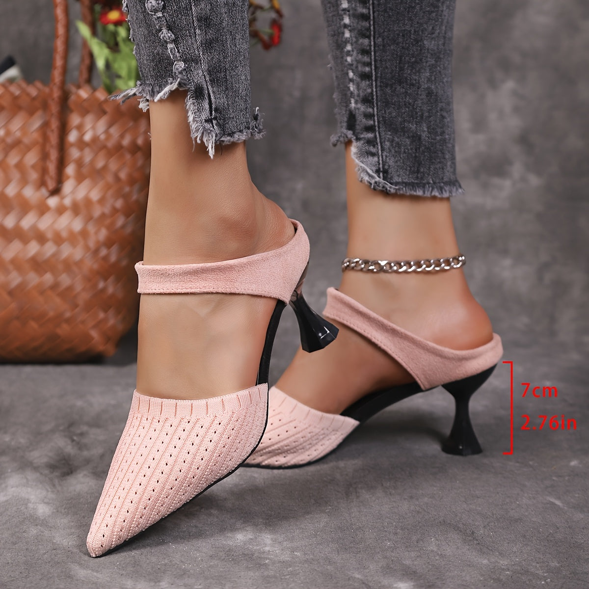 Women's Pointed Toe High Heel Sandals Black Fabric Formal Dress Shoes