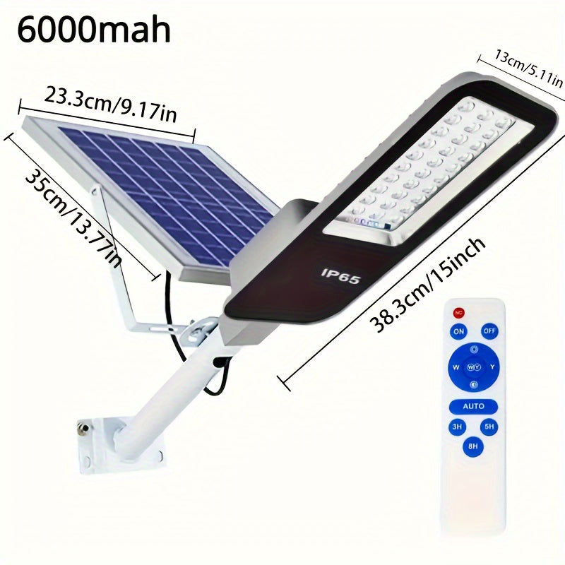 Farola solar exterior con batería de 6000mAh, control remoto, iluminación para patio y jardín