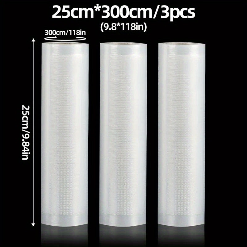 3 Rolls of 3m BPA-Free Vacuum Sealing Bags for Sous Vide and Food Storage