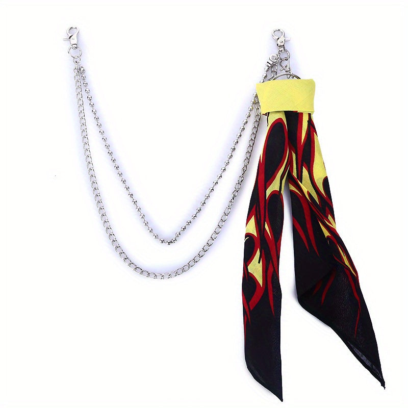 Metal Jeans Chain with Square Scarf Beads Hip-Hop Style Accessory for Gifting