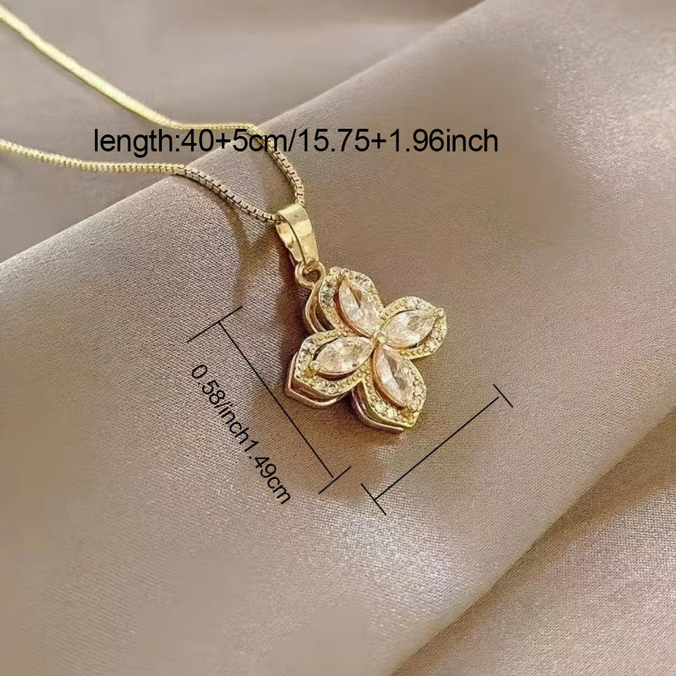 Luxury Jewelry Set 18K Gold Plated Titanium Steel Cubic Zirconia Necklace Ring Earrings Gift