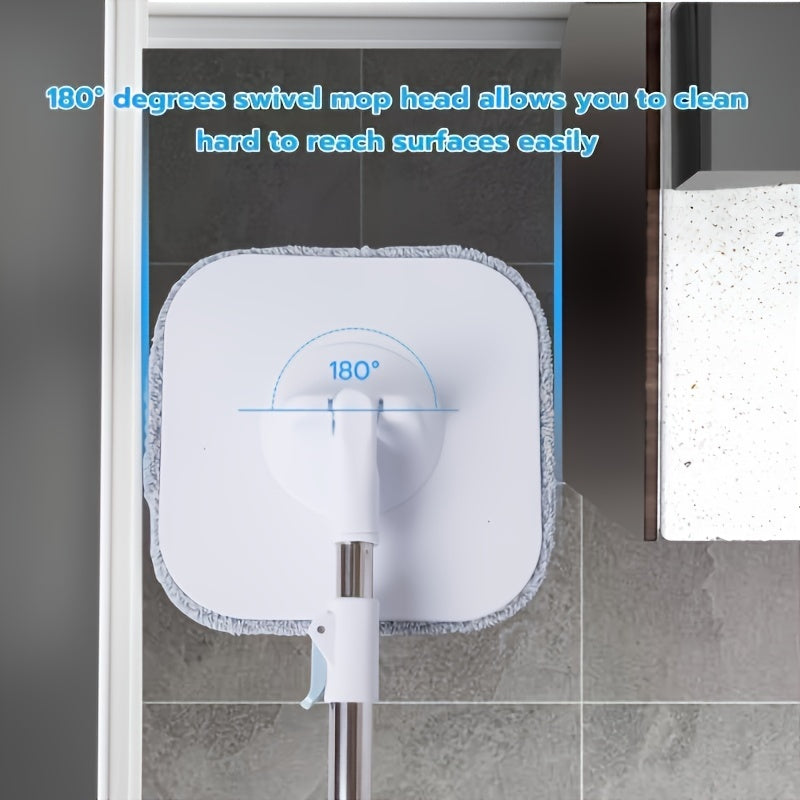 White Portable Long Handle Squeegee Mop and Bucket Set for Floor and Wall Cleaning