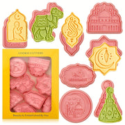 8-Piece Cookie Stamp Set with 3D Islamic Symbols for Eid and Thanksgiving