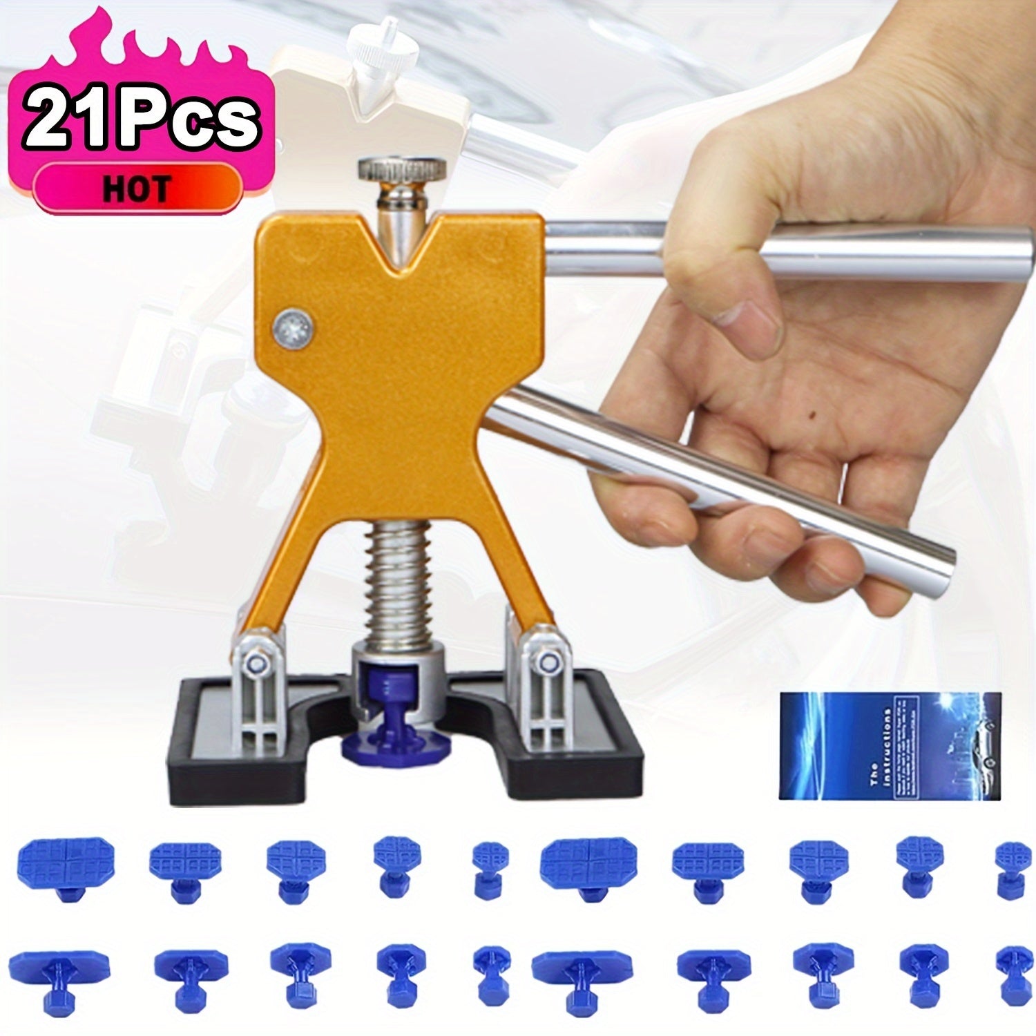 21pcs Car Paintless Dent Repair Tools Auto Suction Cup Dent Puller Set