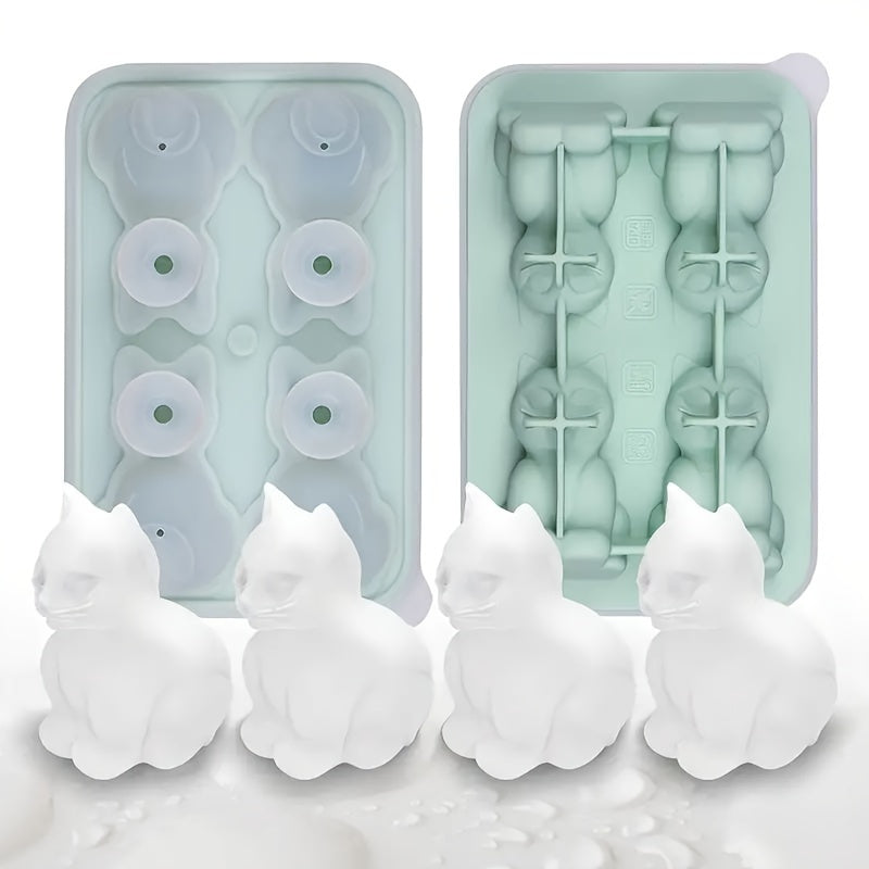 Silicone Cat-Shaped Ice Cube Tray for Whiskey Chocolates and Pudding