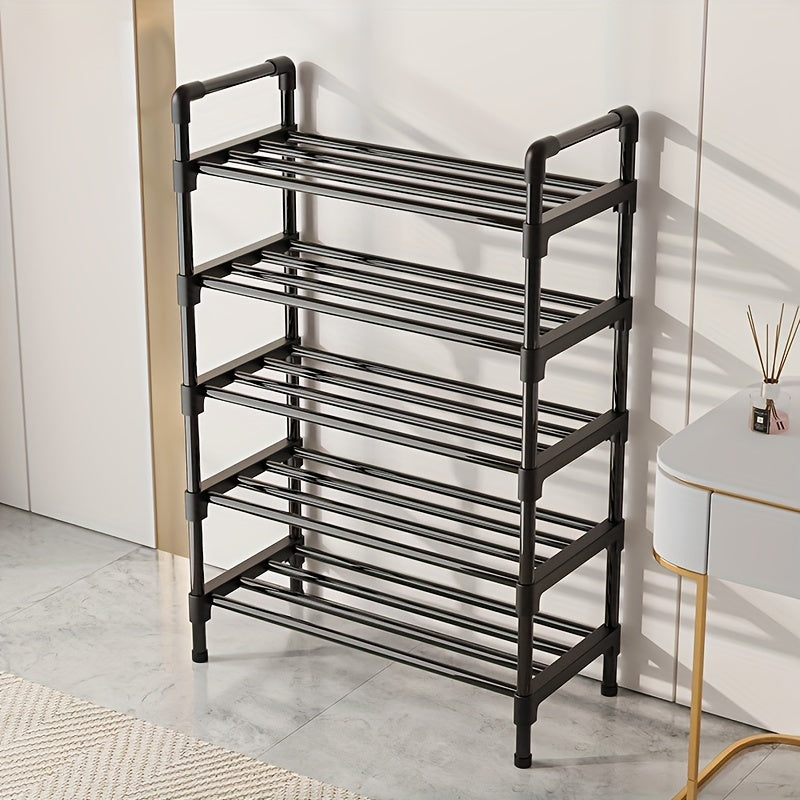 Multi-Layer Shoe Rack Black 1pc Stacking Organizer for Closet Porch Bedroom