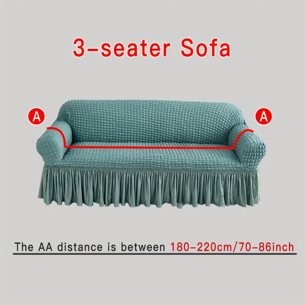 Beige Elastic Sofa Cover Fits All Sizes Machine Washable Living Room