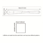 Men's Floral Paisley Striped Plaid Necktie Handkerchief Cufflinks for Formal Events