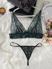 Women's Transparent Sexy Lingerie Set with Bra and Thong