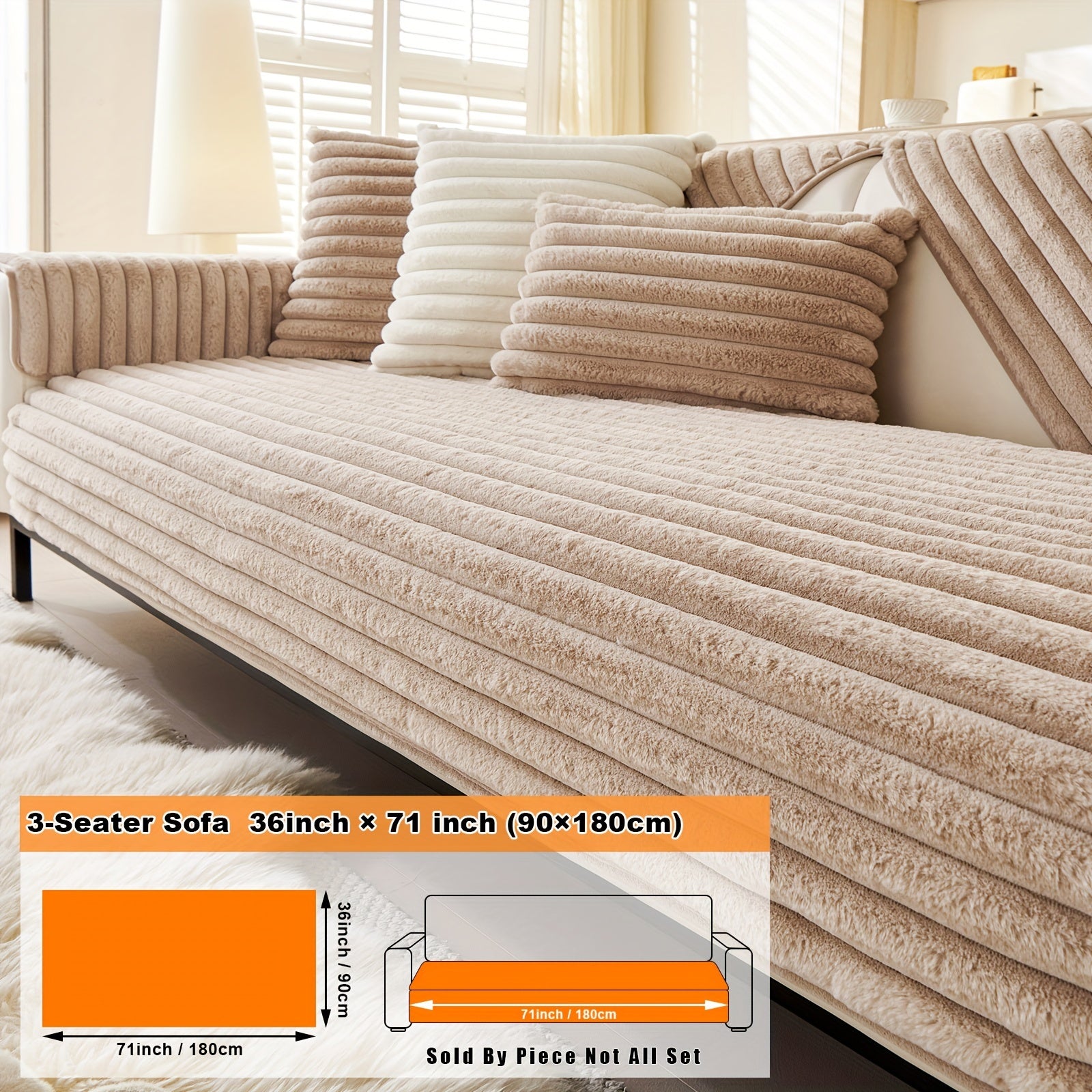 Barcha turdagi divanlar uchun mo'ljallangan, sun'iy quyon junidan tayyorlangan zamonaviy plush divan qoplamasi, mushuk va it egalari uchun iliqlik va himoya ta'minlaydi.