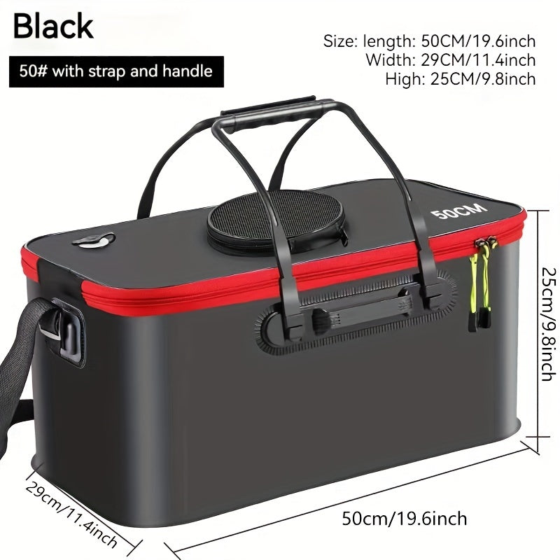 Waterproof EVA Fishing Gear Bag with Collapsible Live Fish Bucket and Tackle Storage