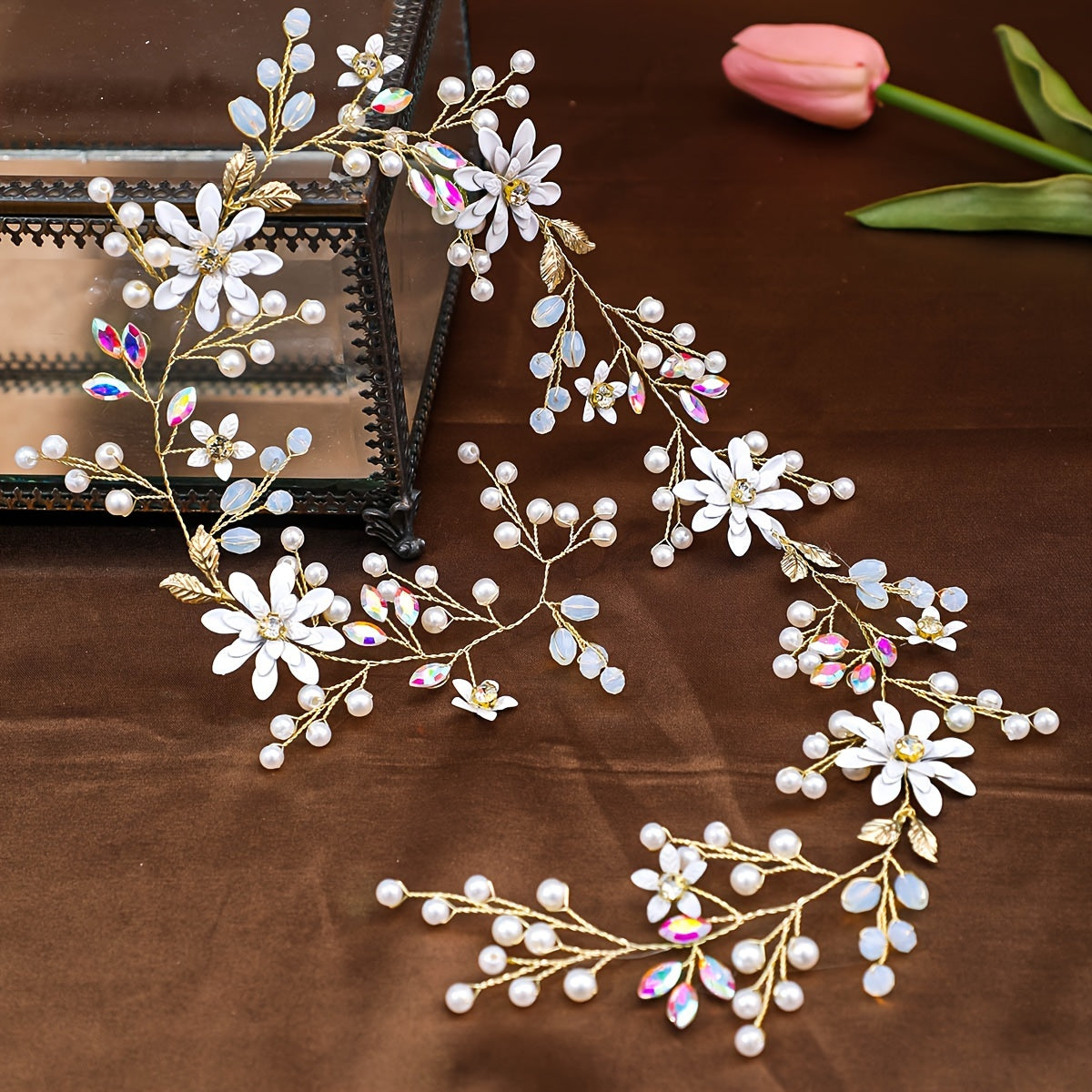 Bridal Hair Vine with Pearls and Rhinestones for Wedding and Bridesmaids