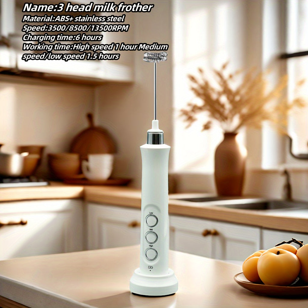 Espumador de leche eléctrico recargable 3 en 1 y creador de espuma para café y cocina