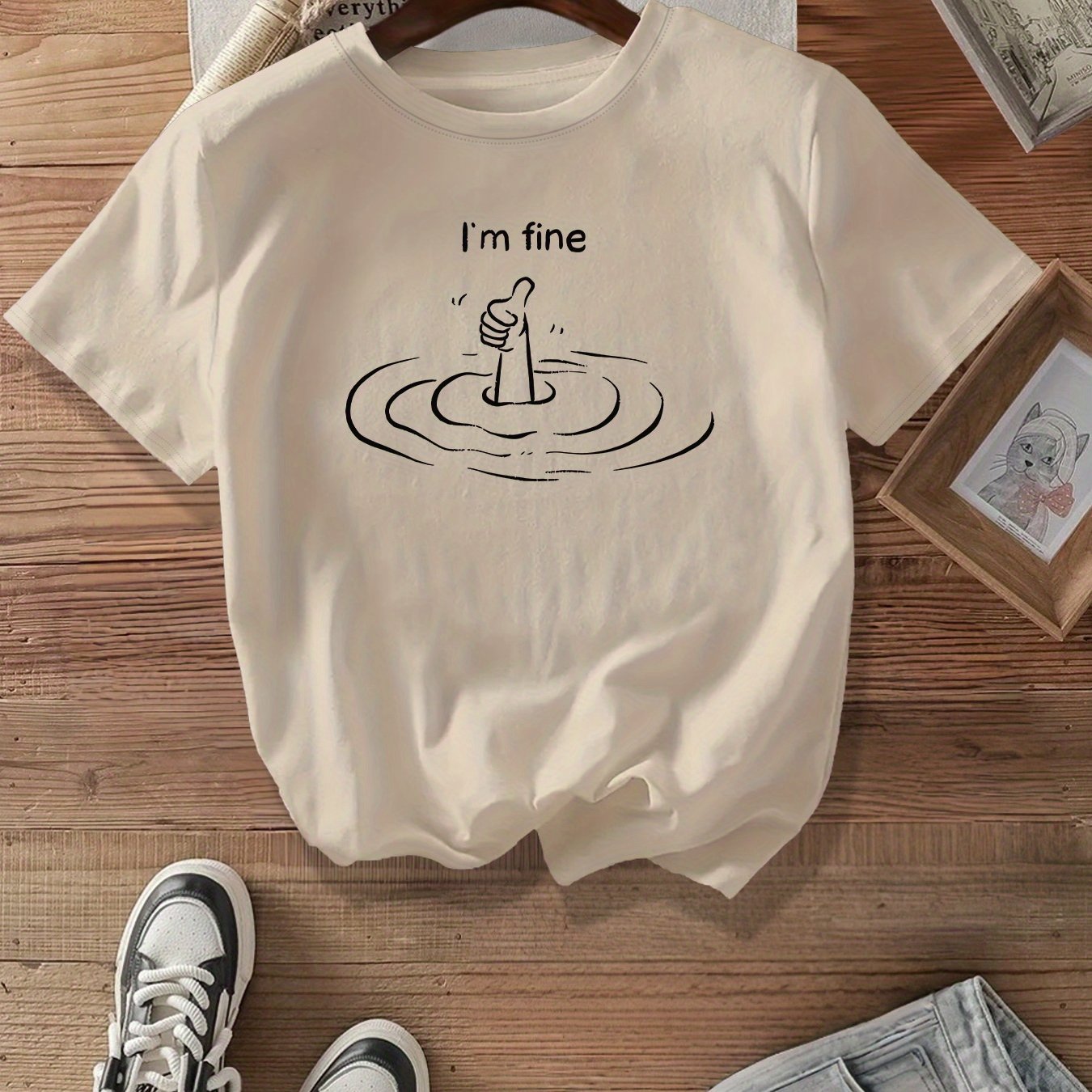 Women’s Black Graphic T-Shirt Relaxed Fit Short Sleeve Top