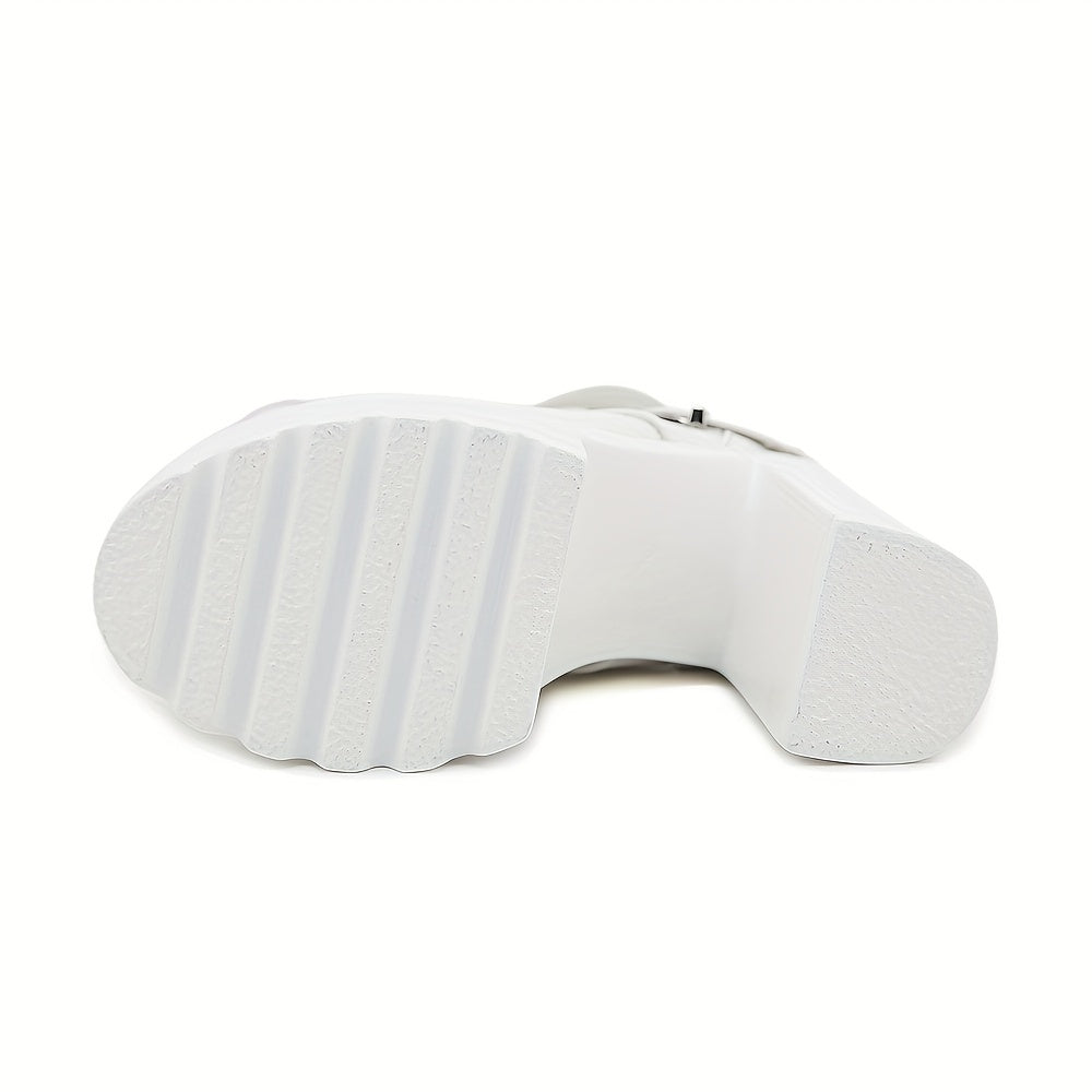 Women's Short Boots Thick Sole Buckle Heeled Nightclub Shoes