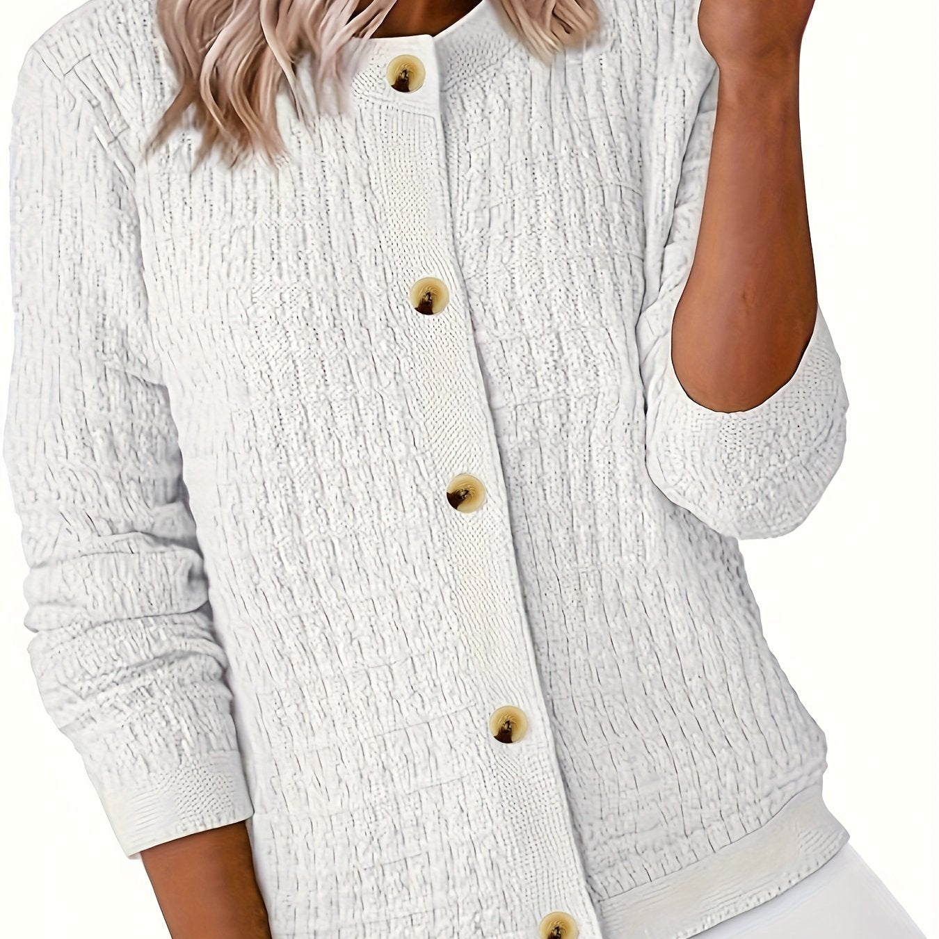 Women's Plus Size Knit Cardigan Sweater Casual Solid Color Polyester Coat