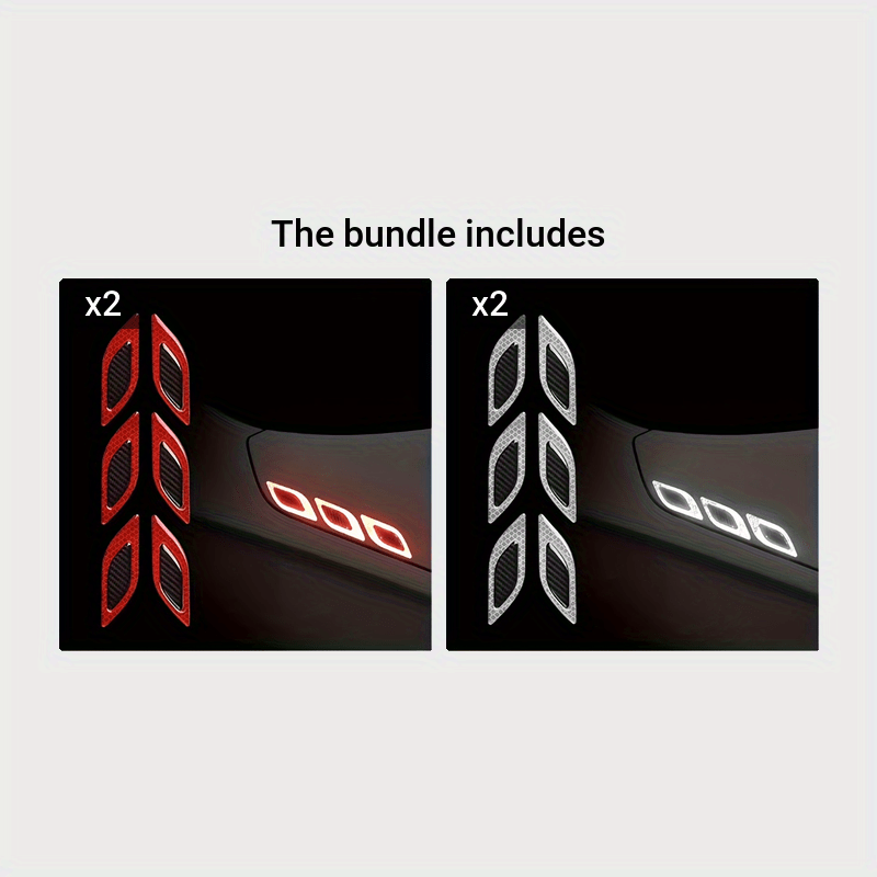6 шт. автомобильных отражающих наклеек из углеродного волокна для бампера, декоративные наклейки
