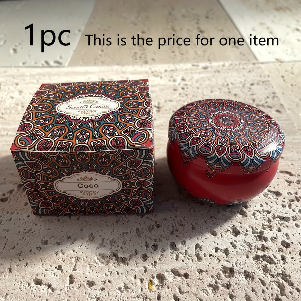 Set de regalo de vela aromática Mandala Bohemia con flores secas, aroma a especias, cera de soja
