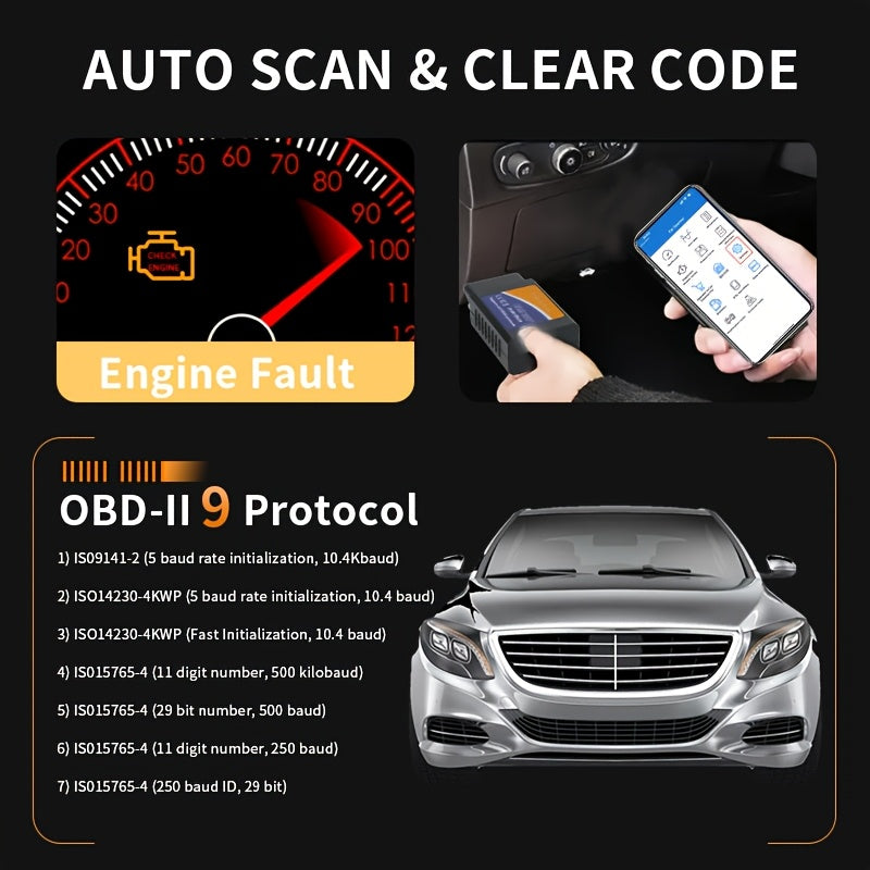 беспроводной сканер диагностики автомобиля OBD2 для Android и iOS, считыватель кодов
