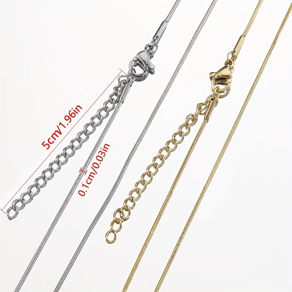Stainless Steel Snake Chain Necklaces for Men and Women, 5 Pieces