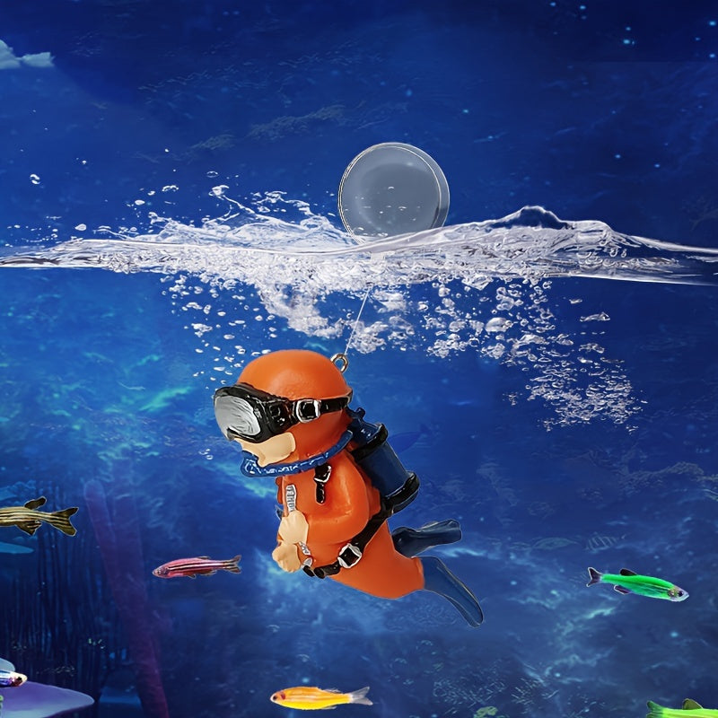 Set of 4 ABS Floating Diver Fish Tank Decor with Bubbles