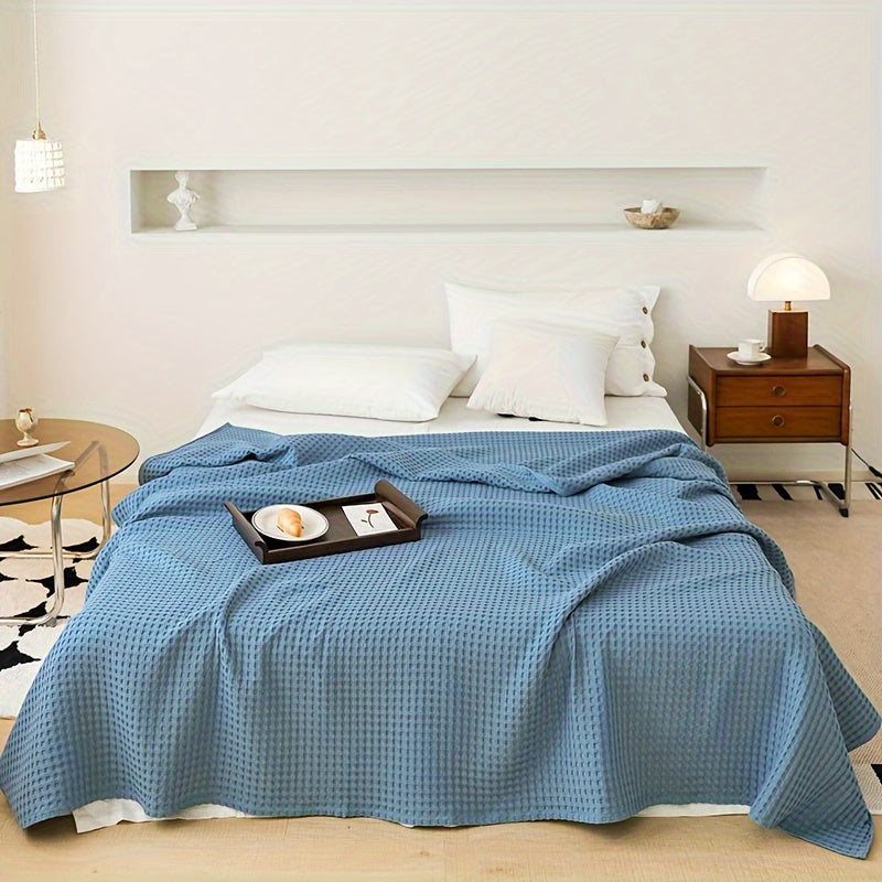 Плед из хлопка с крупной вафельной тканью для кровати, дивана, отдыха