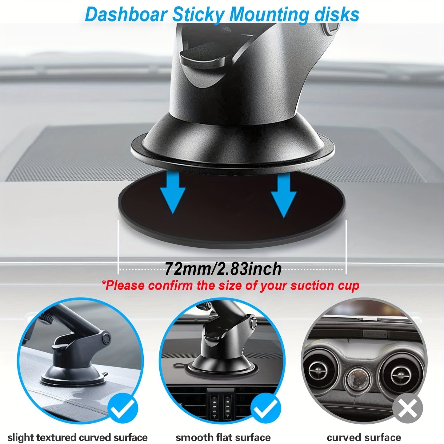 2/1 Pc Dashboard Mounting Disc Sticky Adhesive for Phone GPS Dash Cam Sucker