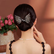 Sparkling Rhinestone Wing Hair Bun Maker Clip for Women Elegant Twist Accessory