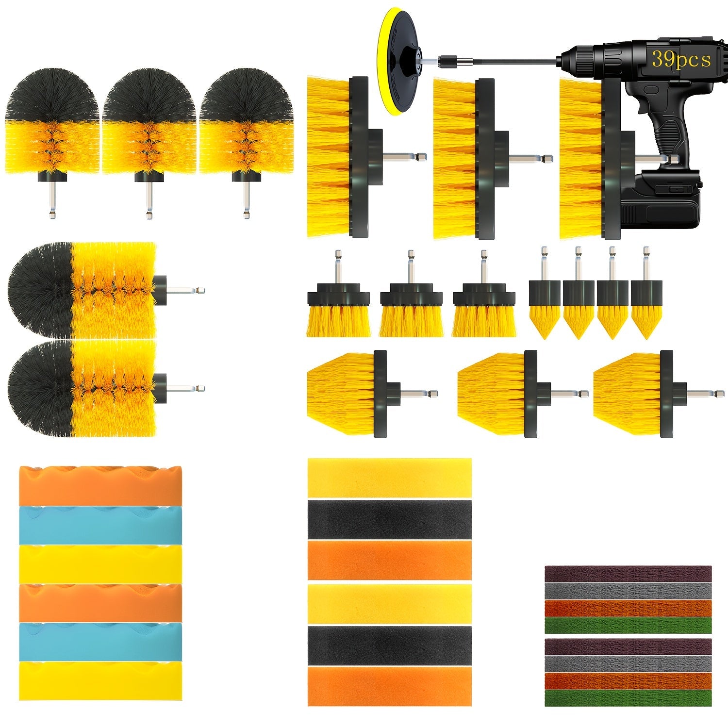 39-Piece Power Scrubber Brush Set for Bathroom Kitchen Car Floors Cordless Manual