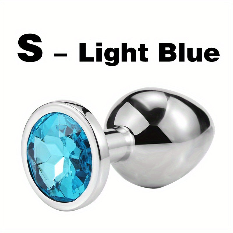 Adult Metal Anal Plug Butt Plug with Gem Base, Couples Sex Toy