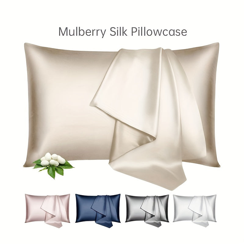 Silk Pillowcase Double-Sided Solid Color Soft Cozy with Invisible Zipper for Bedroom Sofa Dorm
