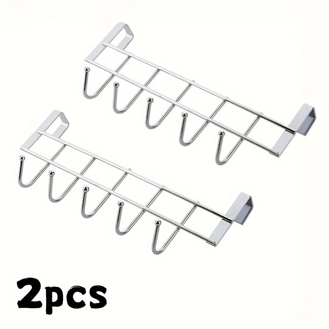 Stainless Steel Kitchen Bathroom Organizer with 5 Hooks for Towels and Utensils