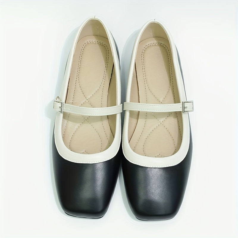 Women's Mary Jane Flats Synthetic Upper Square Toe All-Season