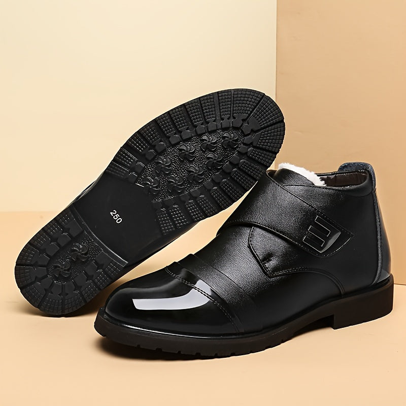 Men's Winter Fleece-Lined Casual Shoes Rubber Sole Solid Color Outdoor