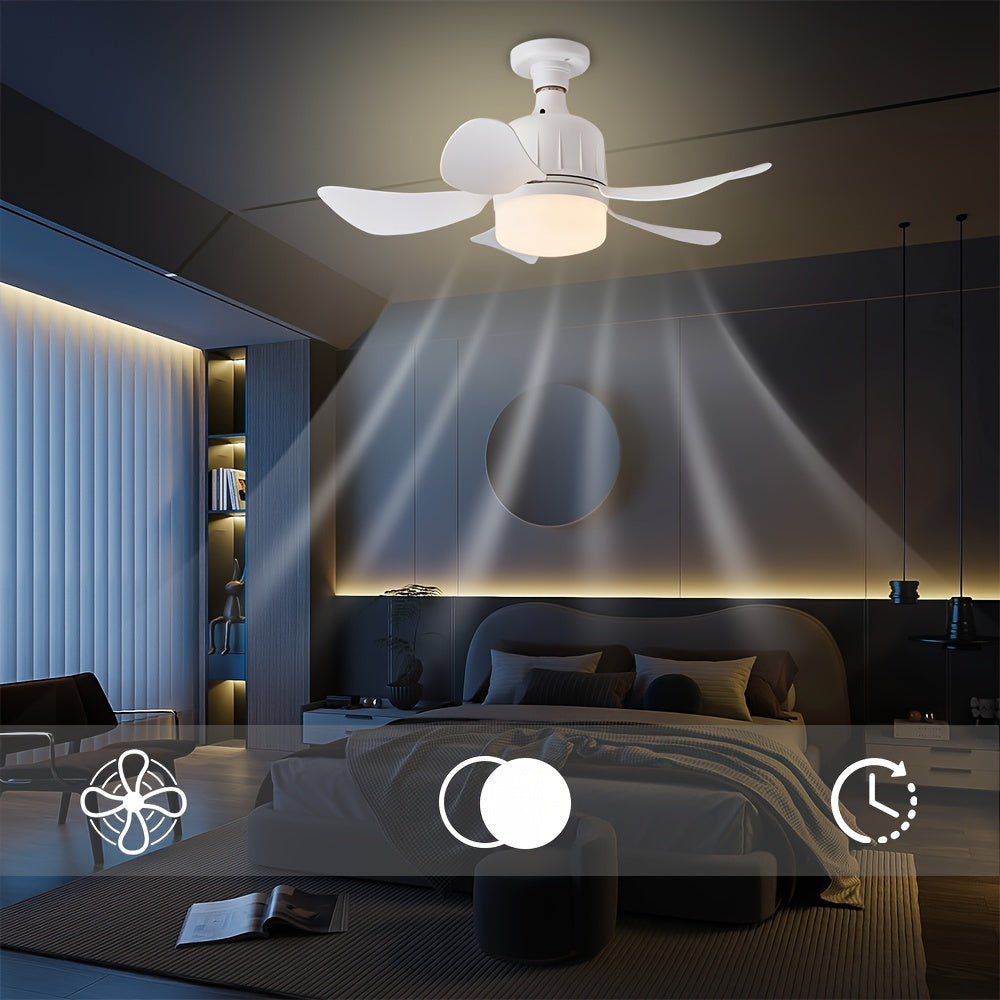 LED Ceiling Fan Light with Remote Control Adjustable 3-Speed Timer for Bedroom Living Room