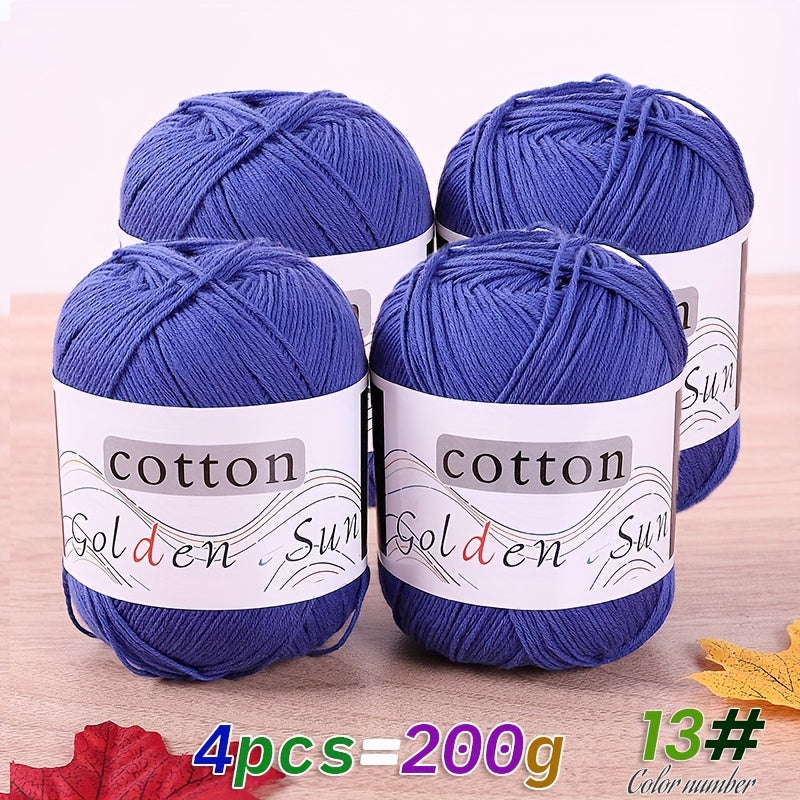 4pcs Cotton Yarn Medium Weight for Crocheting Knitting Multicolor Gradient Autumn Leaves Design
