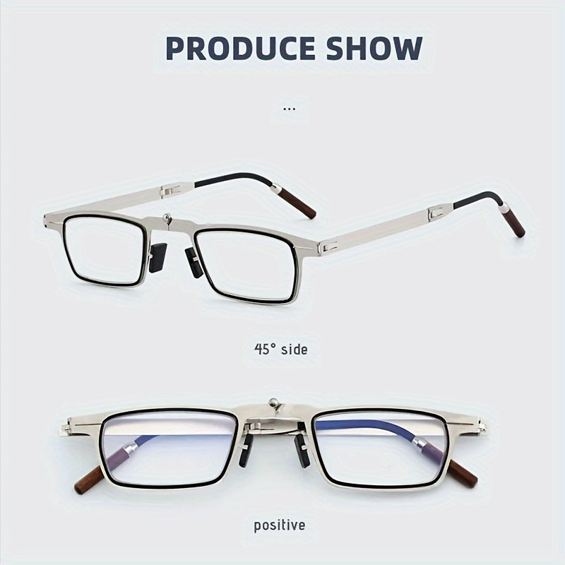 Rectangular Full Rim Reading Glasses Men Women Anti-Blue Light Metal Frame Mirror Coating