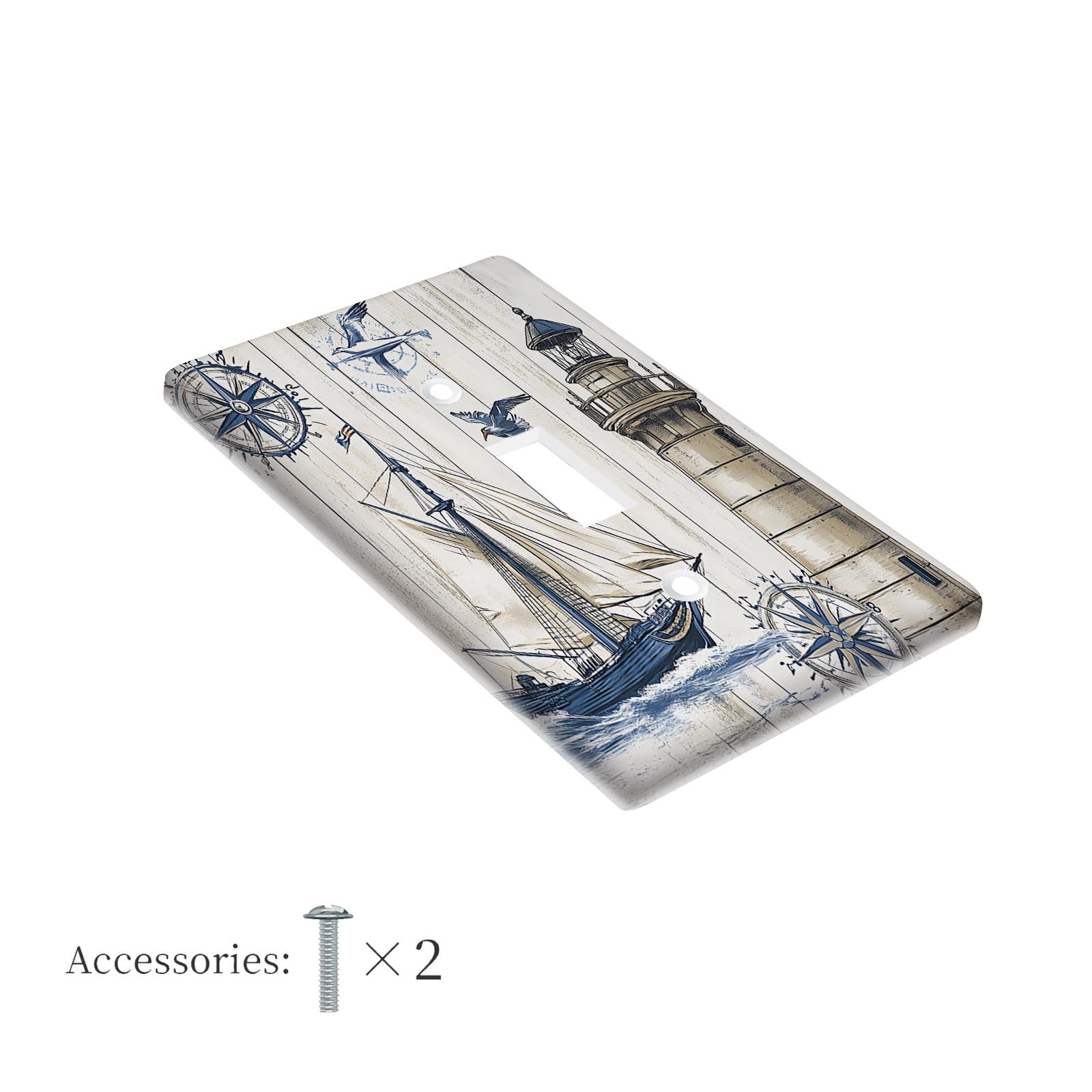 Sailboat Lighthouse Switch Plate Cover for Easy-to-Clean Home Decor 1-Gang or 2-Gang