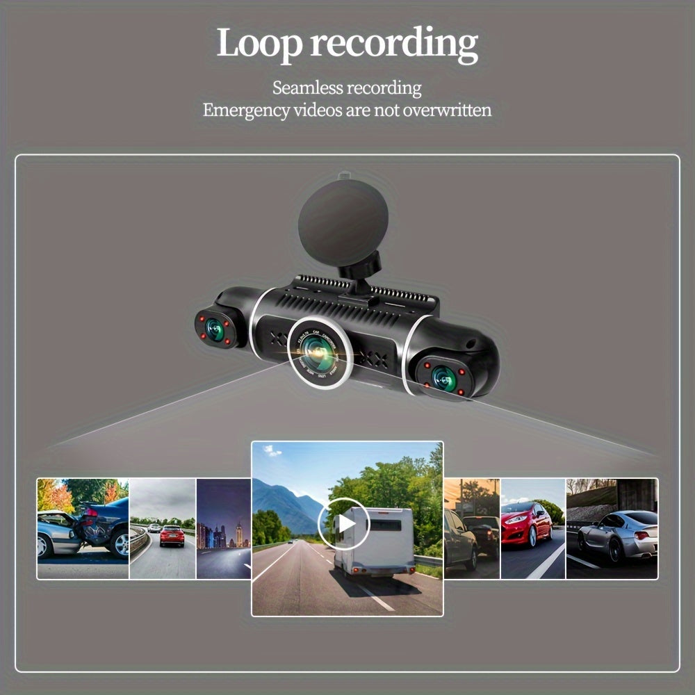 Four-Channel 1080P Dash Camera with 360° Rotatable Cameras WiFi Night Vision Loop Recording G-Sensor