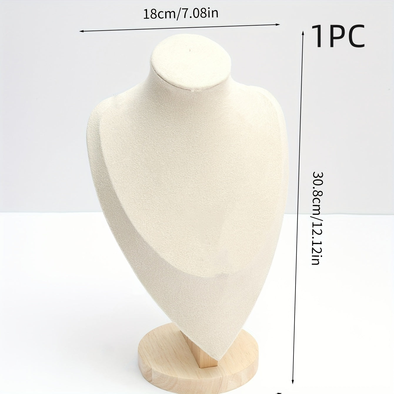 Yog'och Flannellette taqinchoq namoyish qilish standi, portret bo'yin moldi bilan, zargarlik buyumlarini namoyish qilish uchun