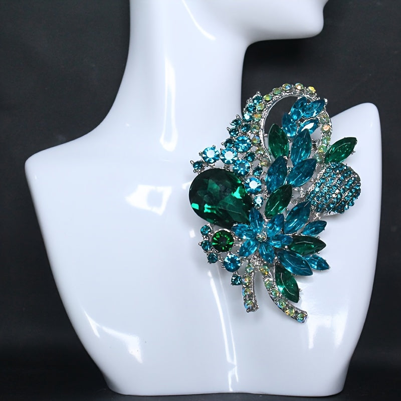 High-End Rhinestone Flower Lapel Pin for Women's Clothing Accessories