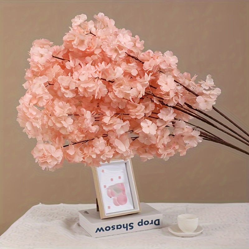 Ramas artificiales de cerezo en flor rosa para decoración de arcos de boda, plástico, sin energía