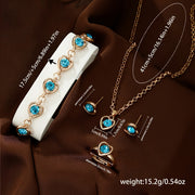 Women’s Rhinestone Quartz Watch Set with Jewelry Bracelet and Cuff in Boho Style