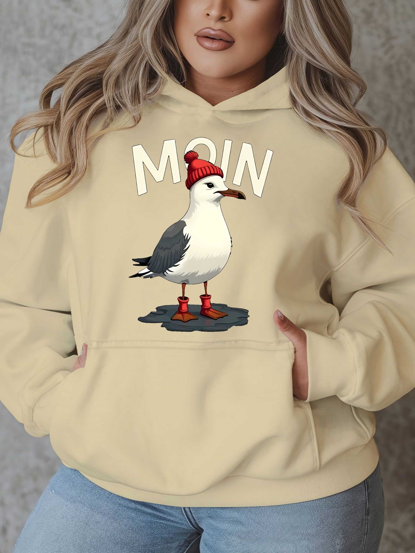 Толстовка для женщин больших размеров с длинными рукавами, красная, с карманами, повседневная, осень-зима