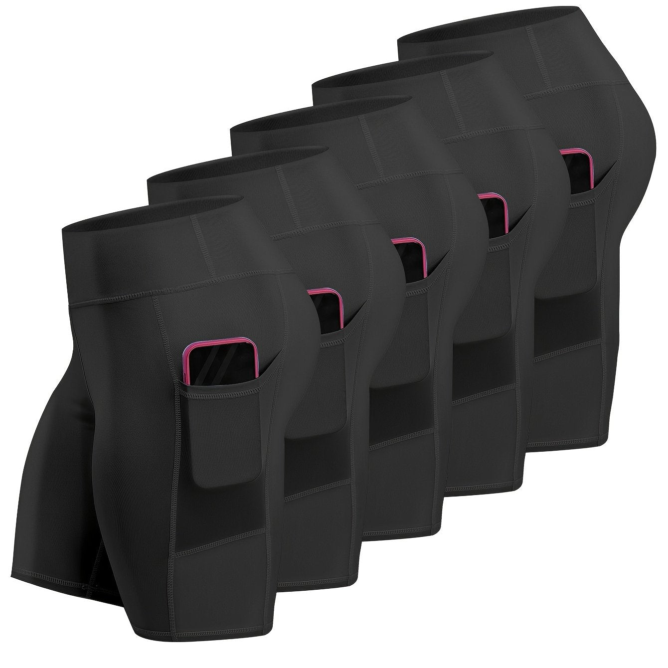 Women's Plus Size High-Waisted Knit Shorts with Pockets for Yoga Fitness