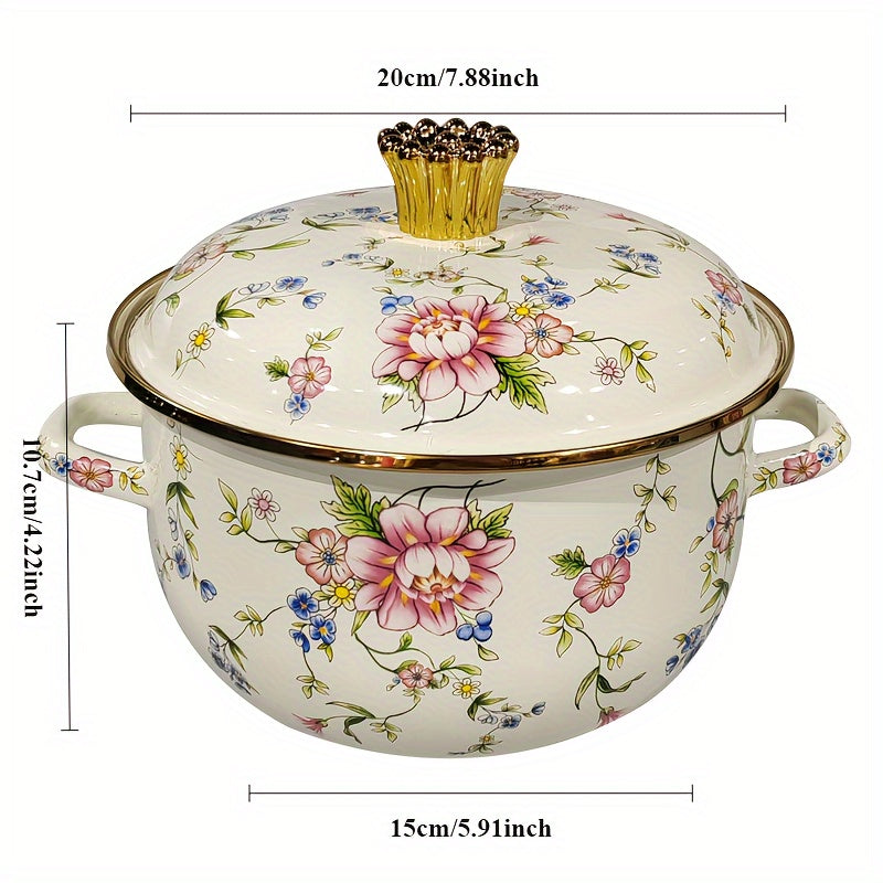 Enamel Soup Pot Double Handle High-Temperature Resistant for Stews and Boiling
