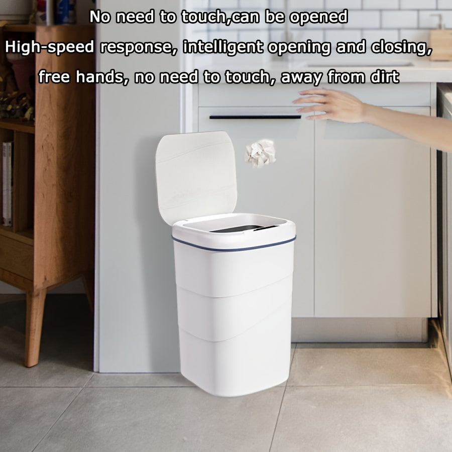 Универсальная мусорная корзина, подходящая для использования на кухне и в ванной, с крышкой, открывающейся по сенсору. Идеально подходит для пищевых отходов и отходов из ванной, таких как бумажные полотенца, волосы и косметика.
