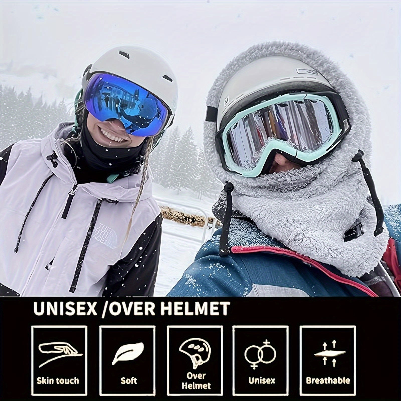 Set of 2 Windproof Fleece Ski Masks and Neck Warmers for Winter Outdoor Activities