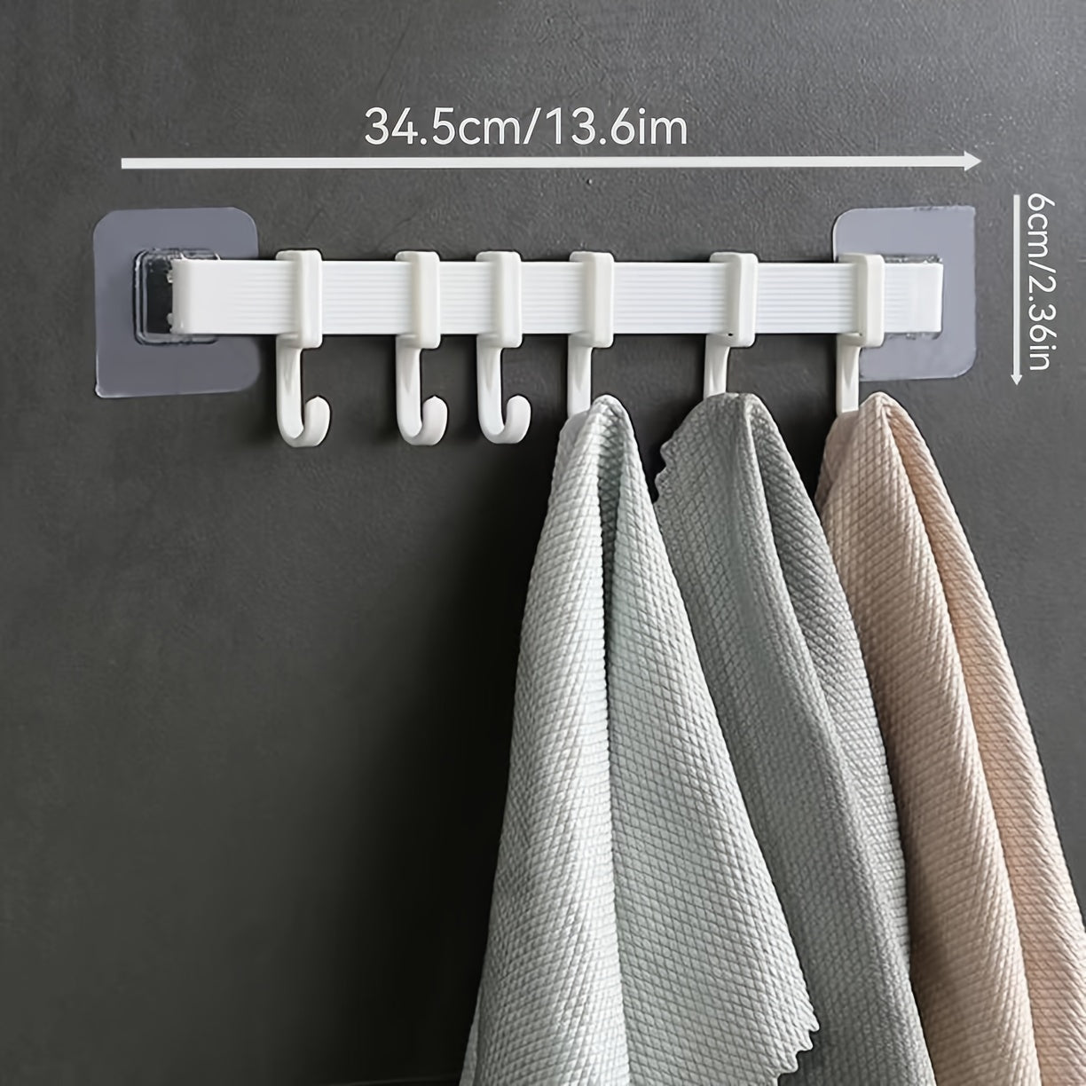 Durable Wall Rack with 6 Hooks for Bathroom Kitchen Balcony Corners